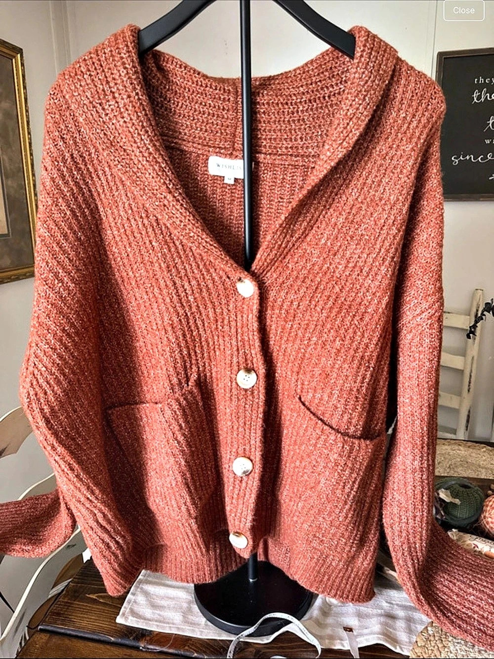 Wishlist Button-Front Cardigan in Coral, Like New, M